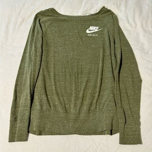 Nike Just Do It Long Sleeve Sweatshirt Crewneck Olive Green Logo Swoosh Size M‎